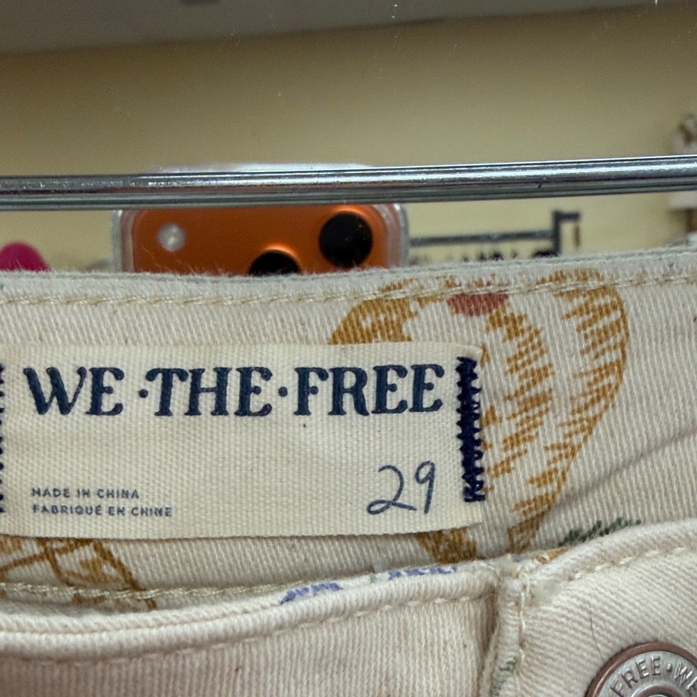 We The Free Cream Fruit float on Flare Jeans NWT - image 3